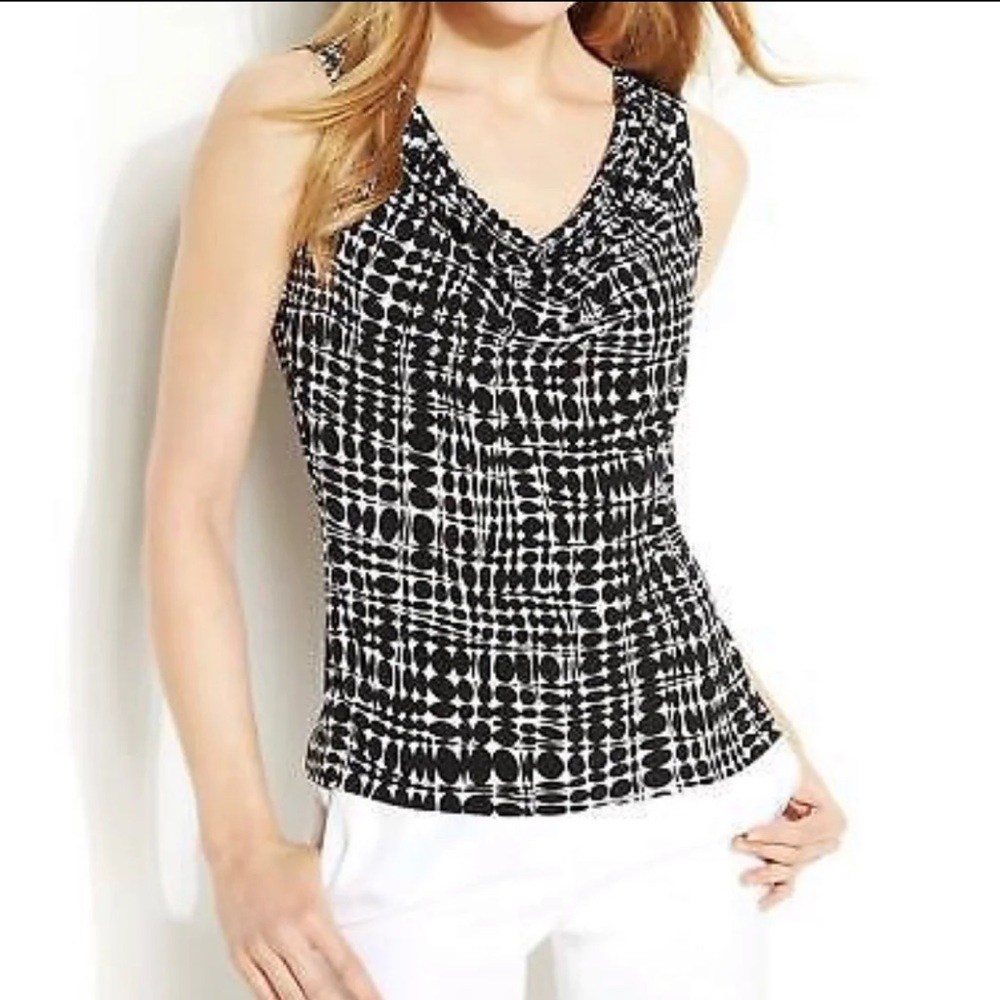 Cavin Klein Petite Printed Cowl Neck Tank